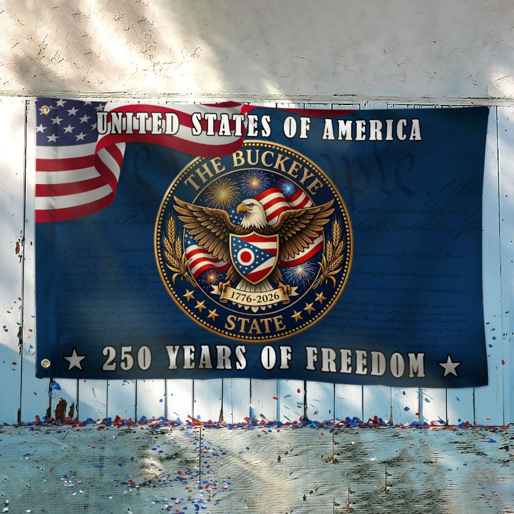 Ohio Flag, 250 Years of Freedom The Buckeye State Grommet Flag