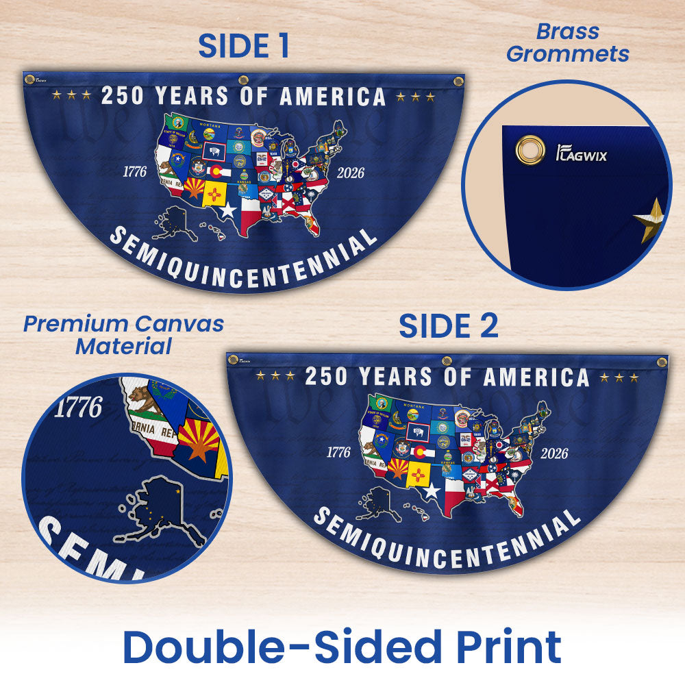 250th Anniversary Semiquincentennial 50 States of America Fan Flag