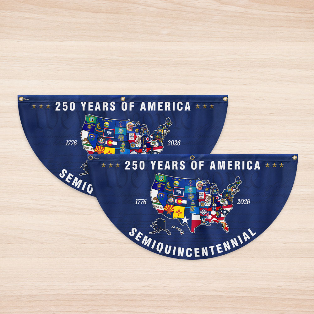 250th Anniversary Semiquincentennial 50 States of America Fan Flag