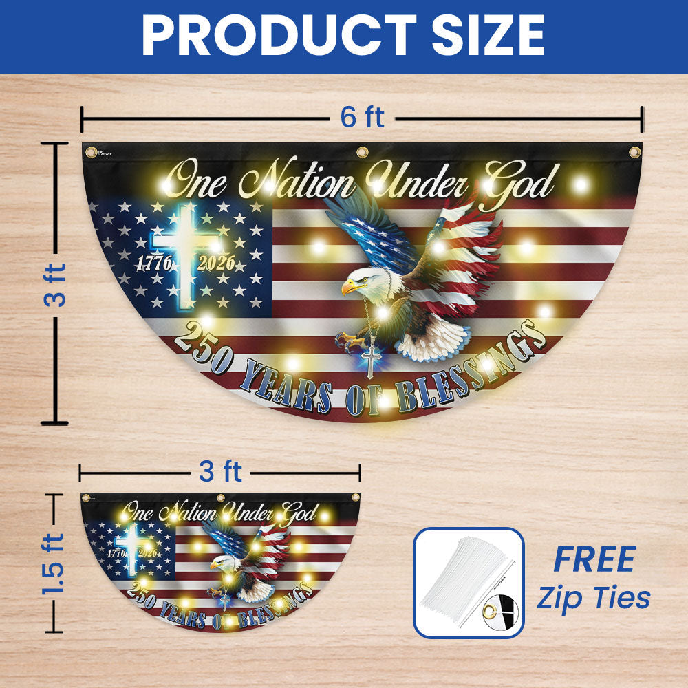 One Nation Under God 250 Years of Blessings Eagle Cross Solar Led Fan Flag