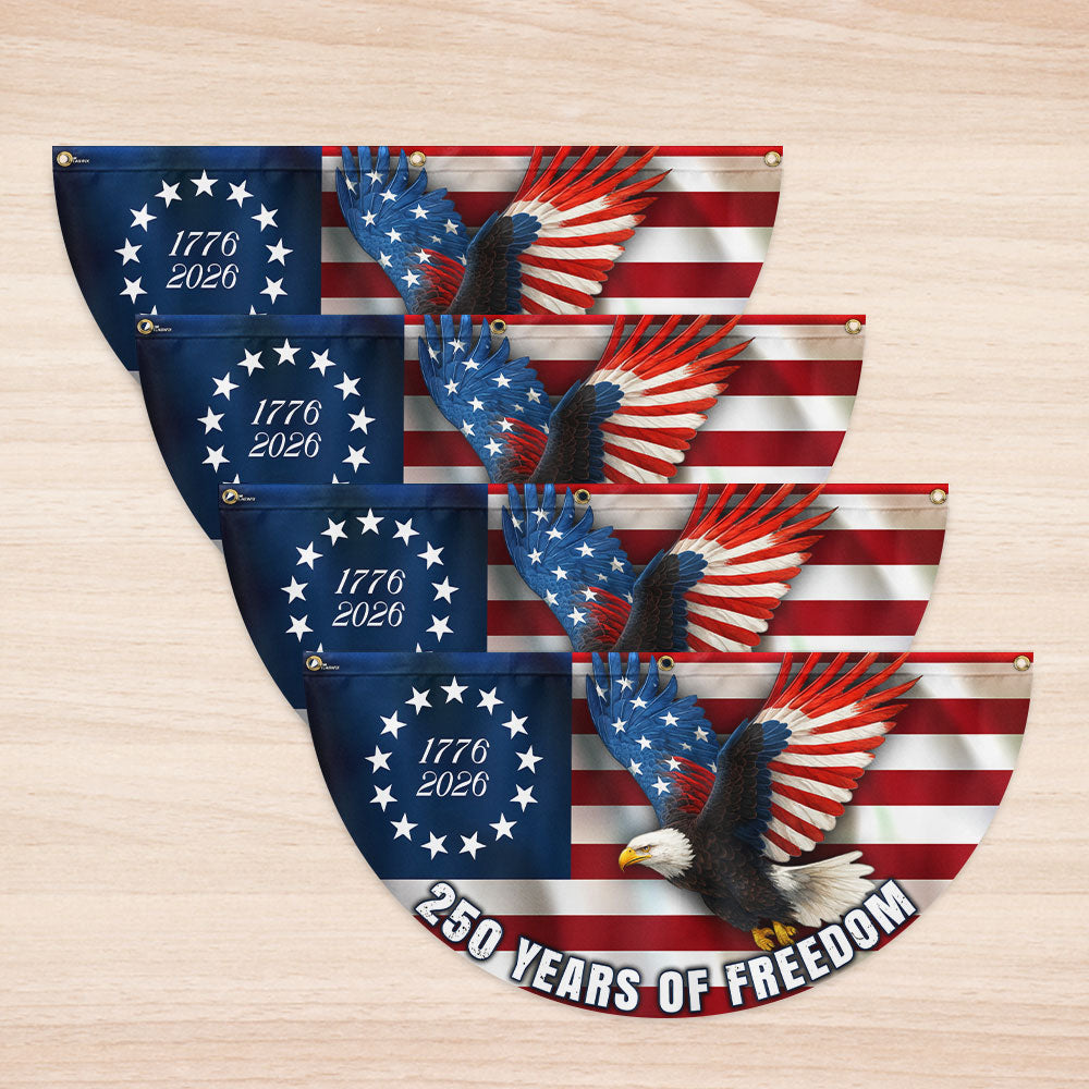 Betsy Ross Flag, 250 Years of Freedom Patriotic Eagle Fan Flag