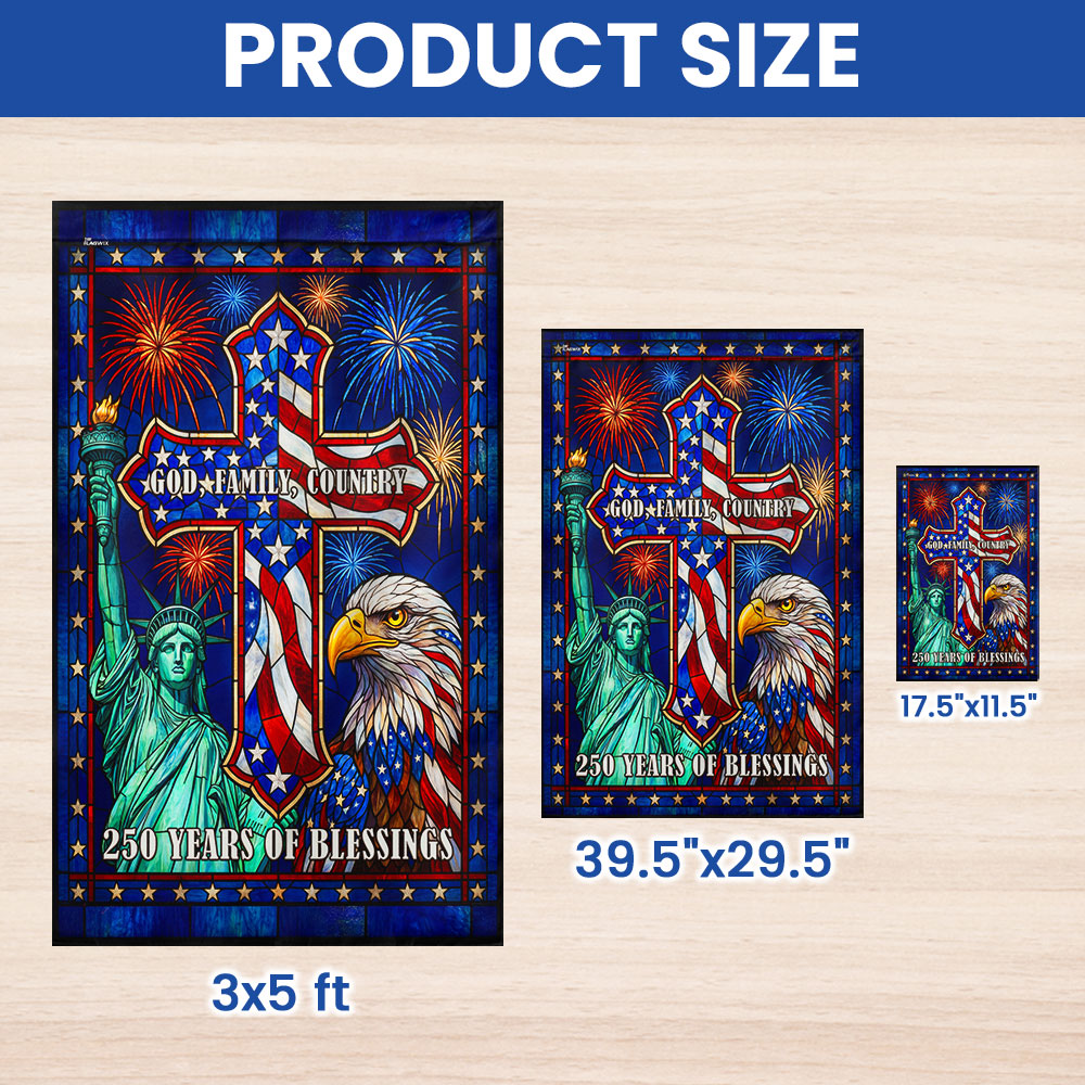 250 Years of Blessings Christian Cross God Family Country Liberty US Flag
