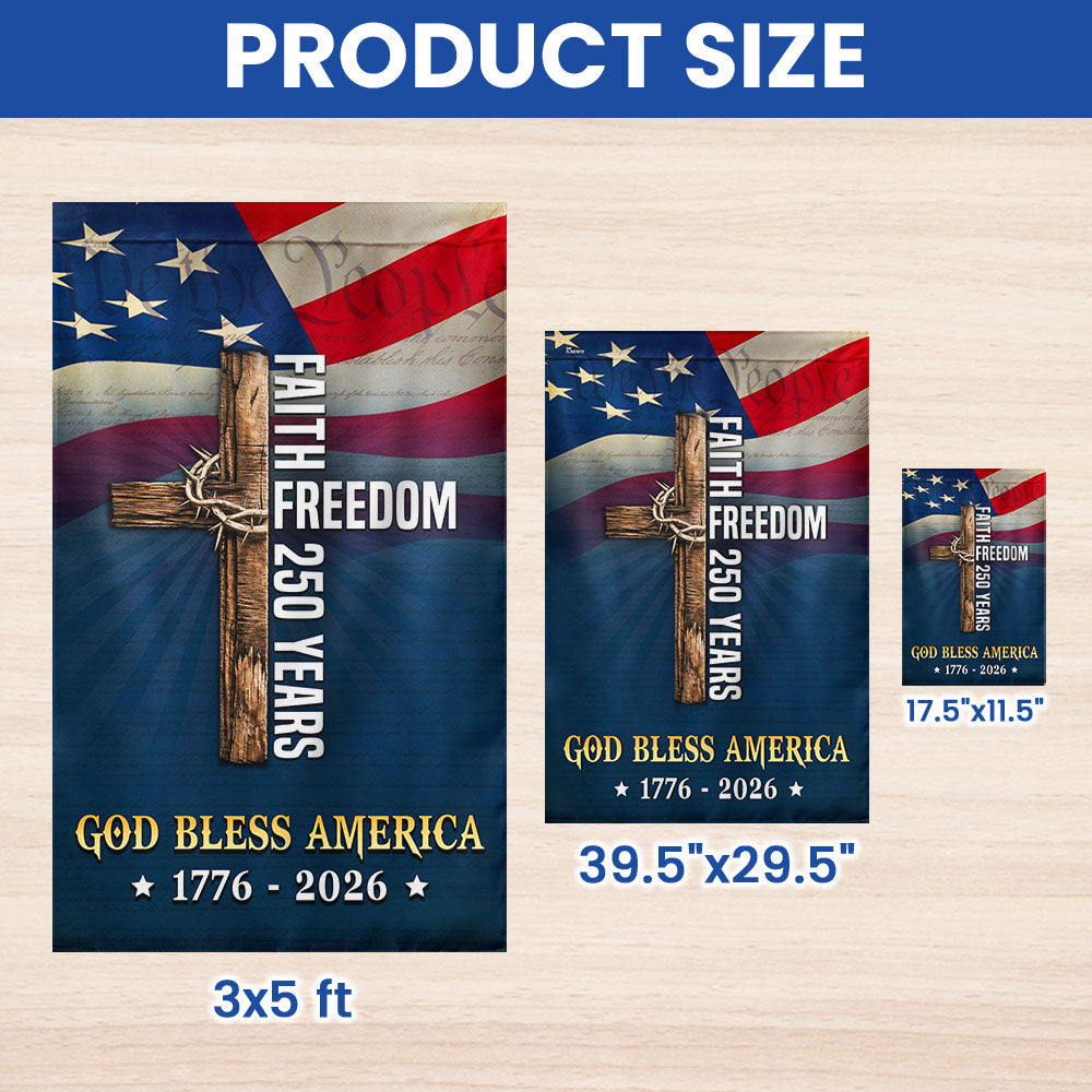 Christian Cross Flag, God Bless America Faith Freedom 250 Years US Flag