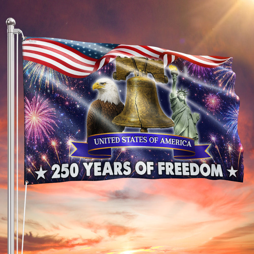 250 Years of Freedom Flag, 4th of July Patriotic Grommet Flag