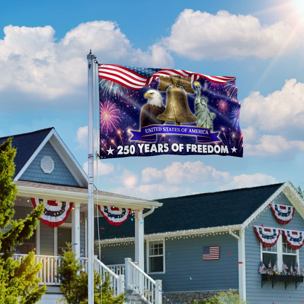 250 Years of Freedom Flag, 4th of July Patriotic Grommet Flag