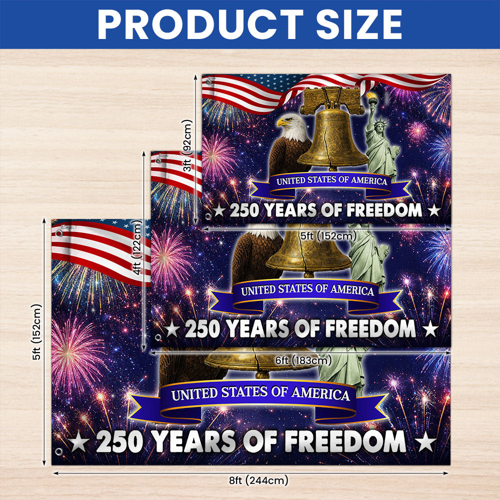 250 Years of Freedom Flag, 4th of July Patriotic Grommet Flag