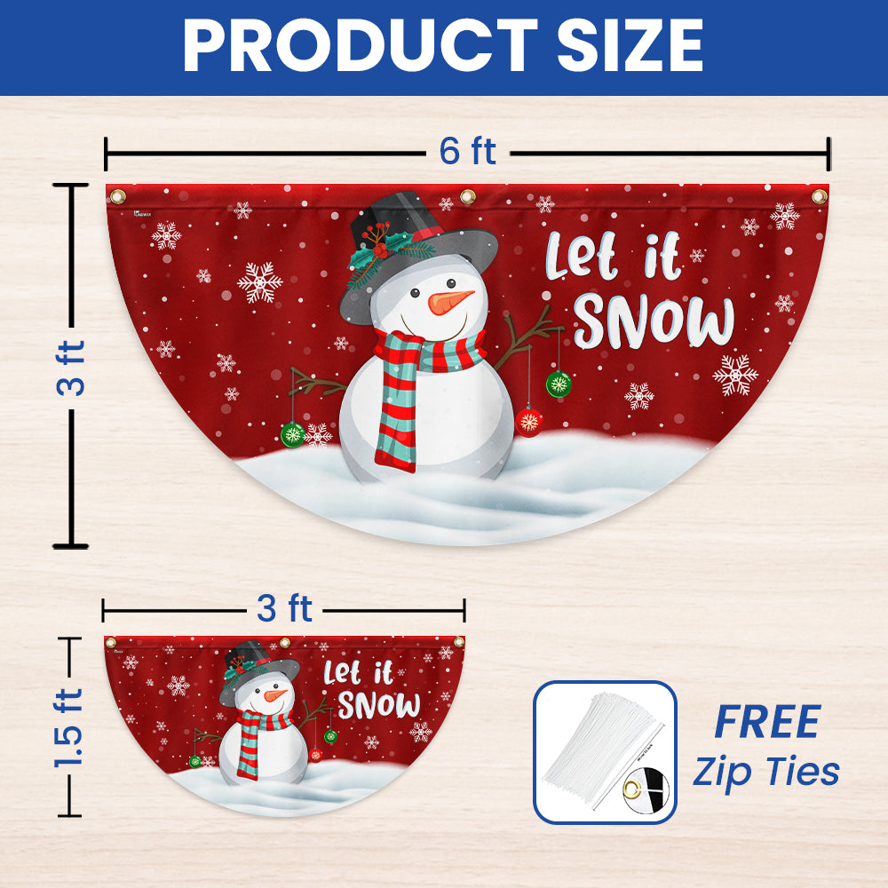 Christmas Flag Snowman Let It Snow Non-Pleated Christmas Fan Flag 3-Day Shipping