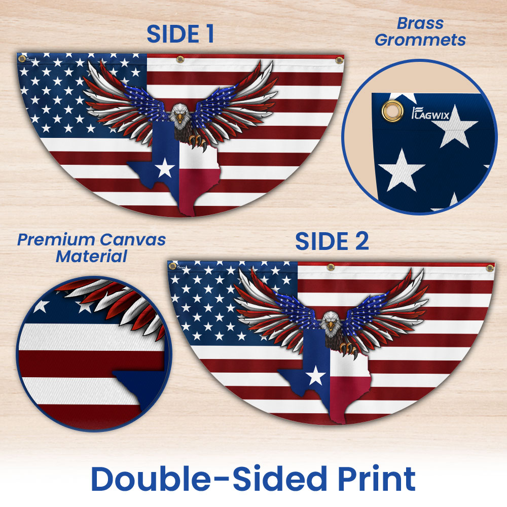 Texas Patriotic Eagle American Non-Pleated Fan Flag