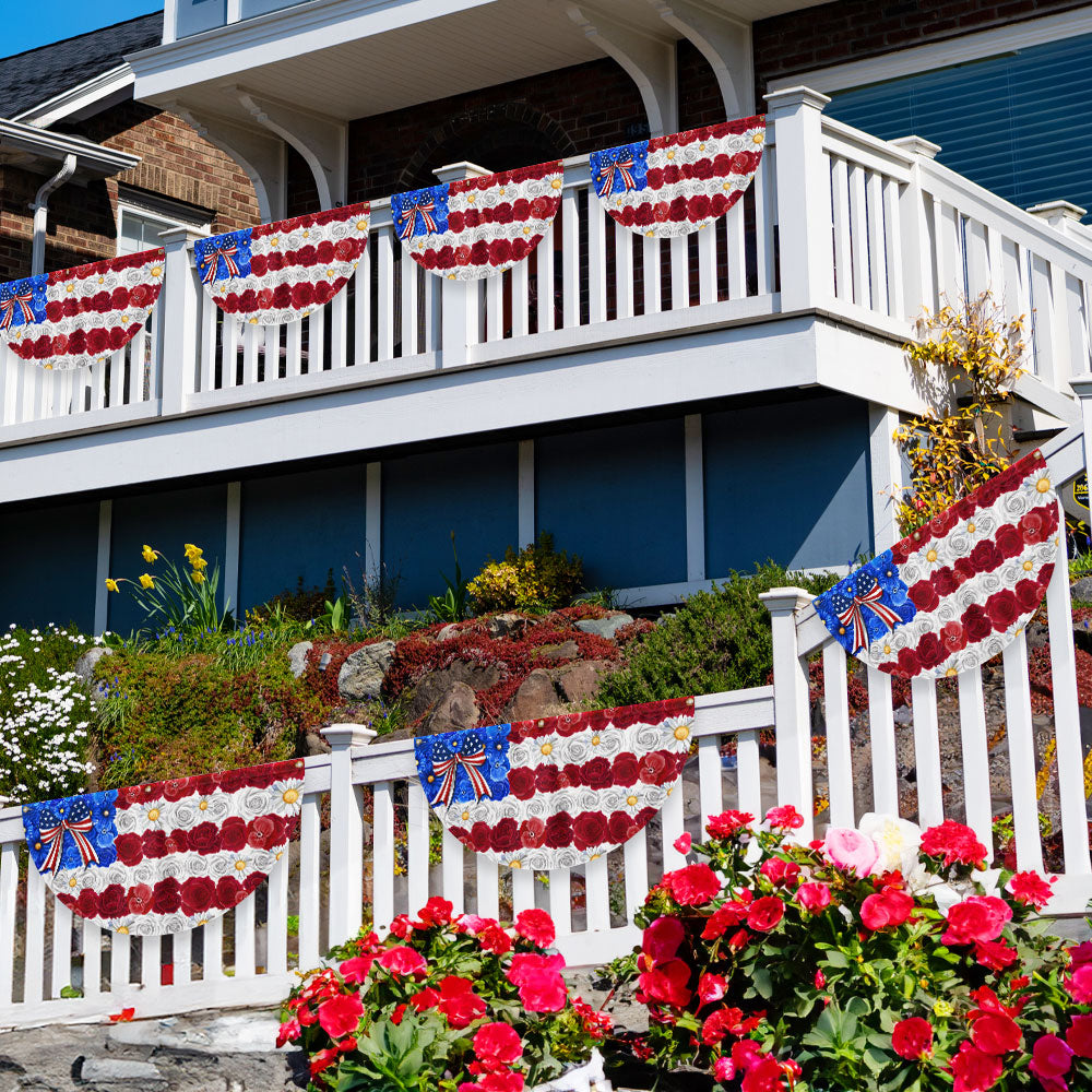 Flagwix American Flag - Floral American Flag Happy 4th Of july Independence Day Non-Pleated Fan Flag