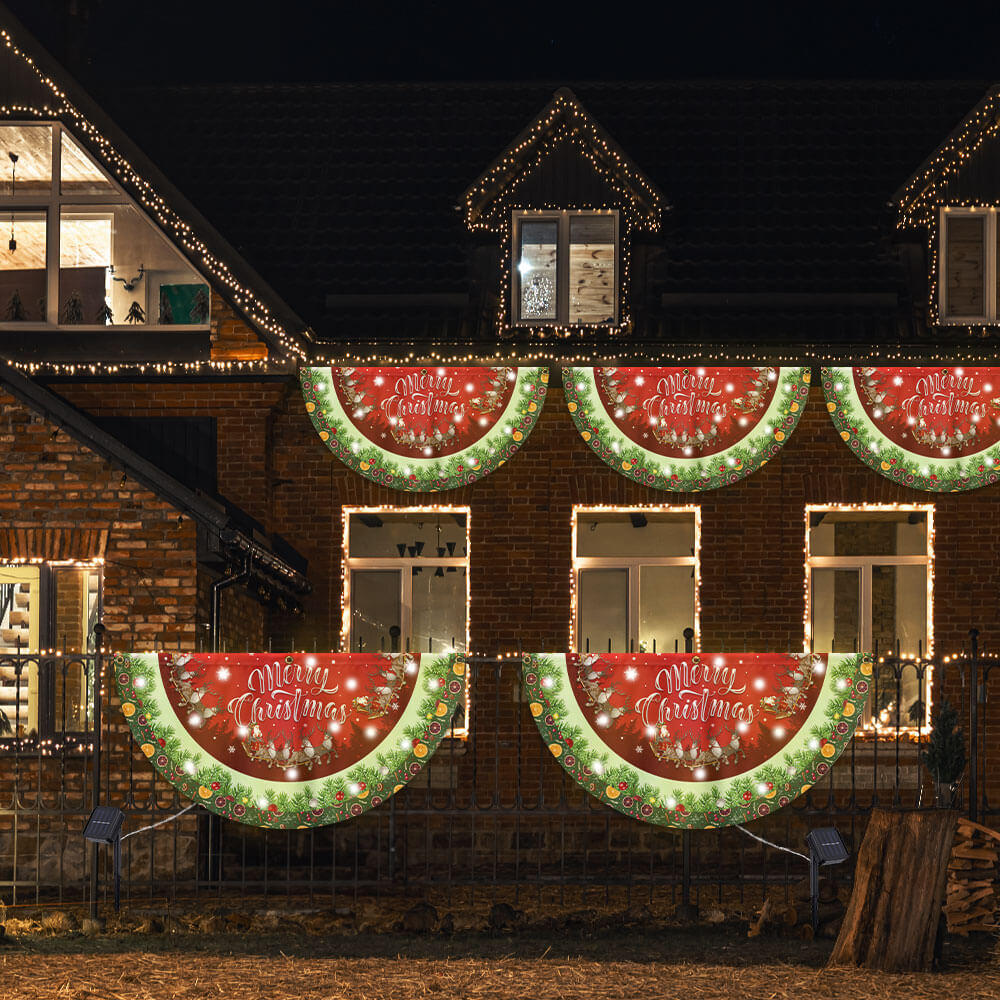 Santa Claus Merry Christmas Solar Led Fan Flag