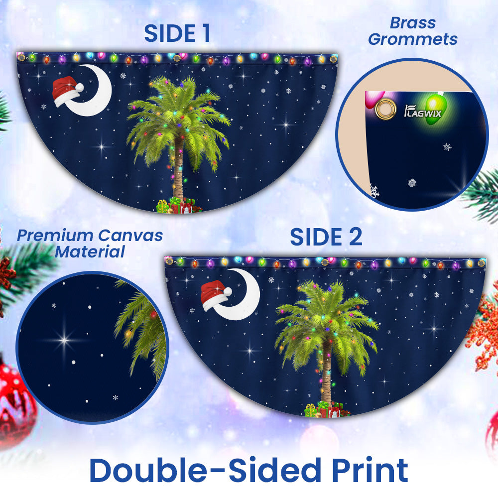South Carolina Christmas Palm Tree Non-Pleated Fan Flag 3-Day Shipping