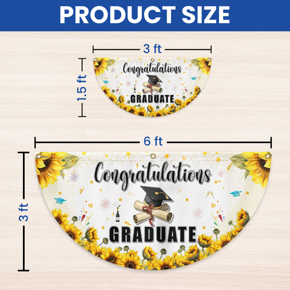 Congratulations Graduate Non-Pleated Fan Flag