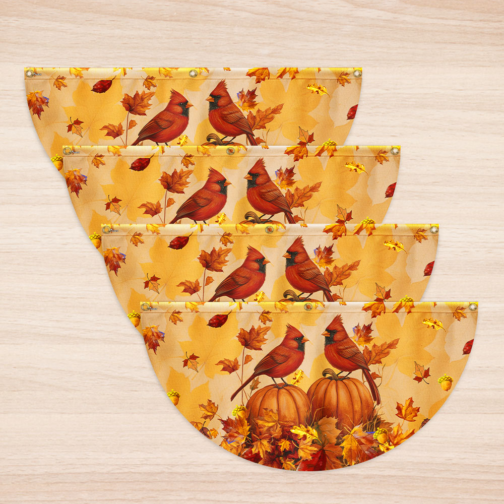 Welcome Fall Cardinals Autumn Leaves Pumpkin Fall Non-Pleated Fan Flag