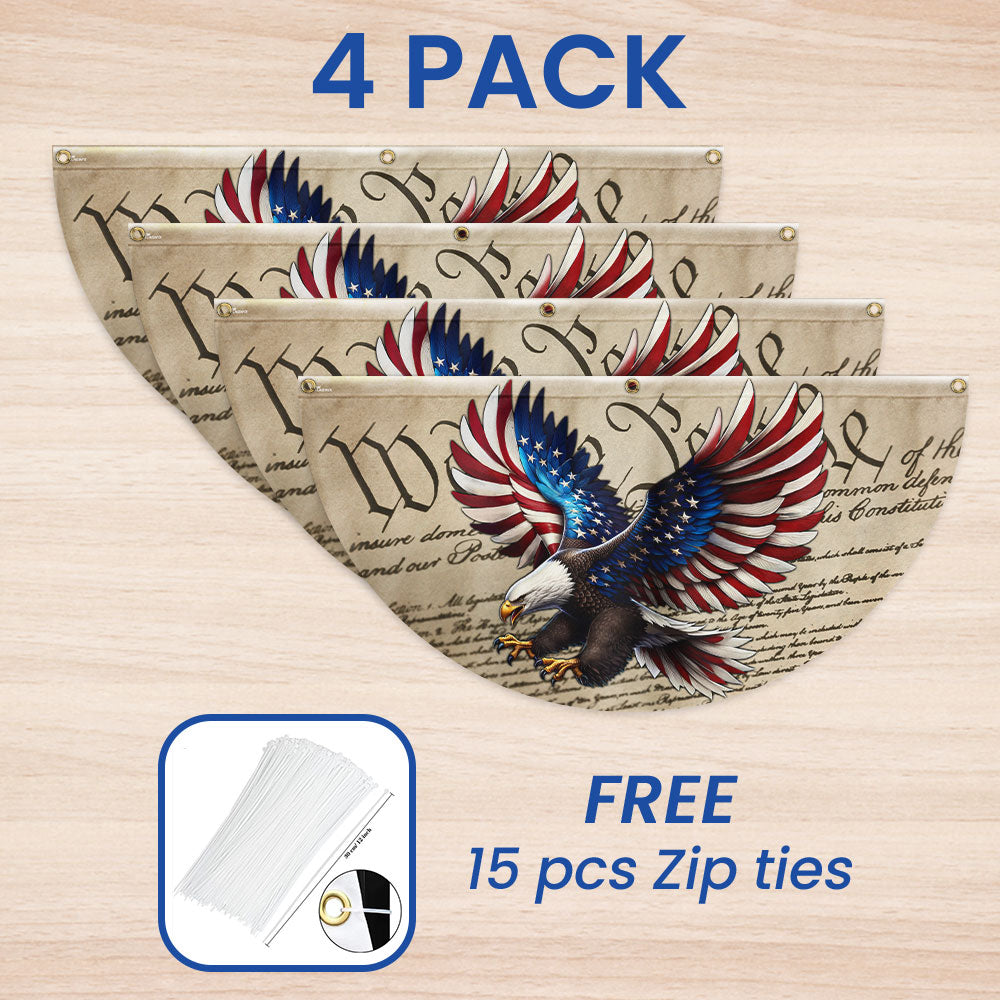Flagwix American Flag - Patriotic Eagle We The People American Non-Pleated Fan Flag