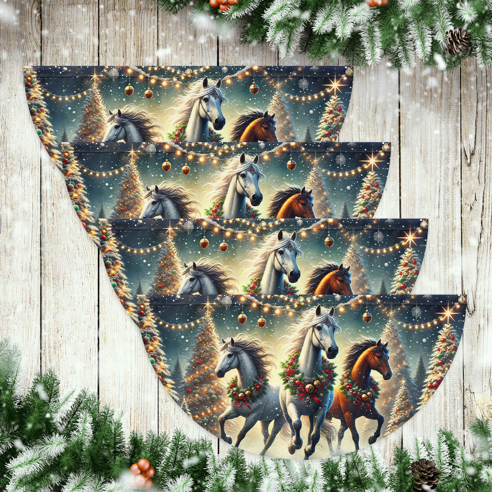Horse Christmas Non-Pleated Fan Flag