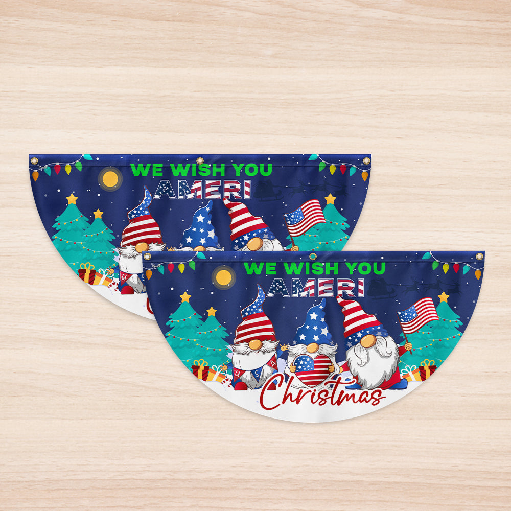 Gnome Christmas We Wish You Ameri Christmas Non-Pleated Fan Flag
