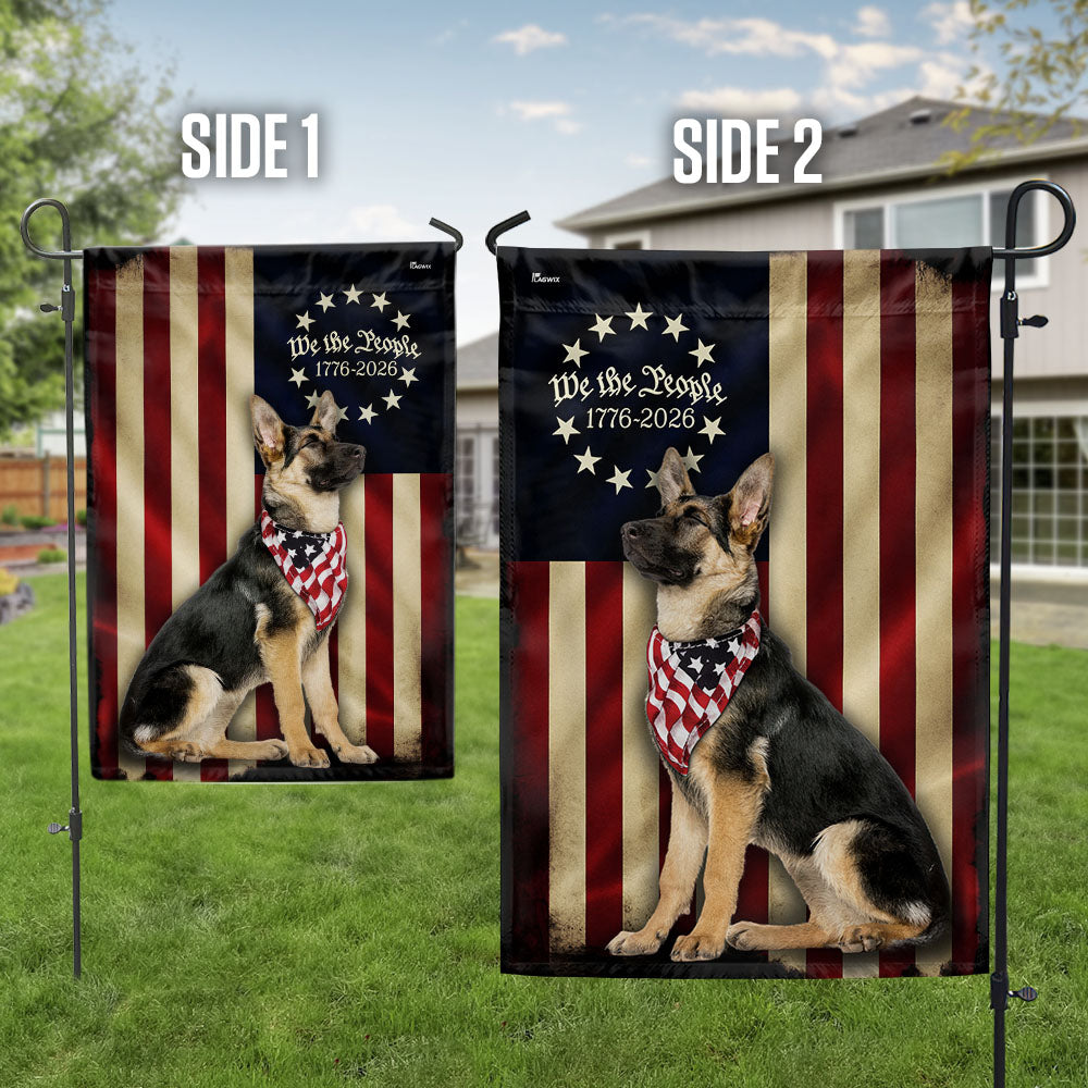 German Shepherd American Flag | We The People 1776-2026 Patriotic Flag
