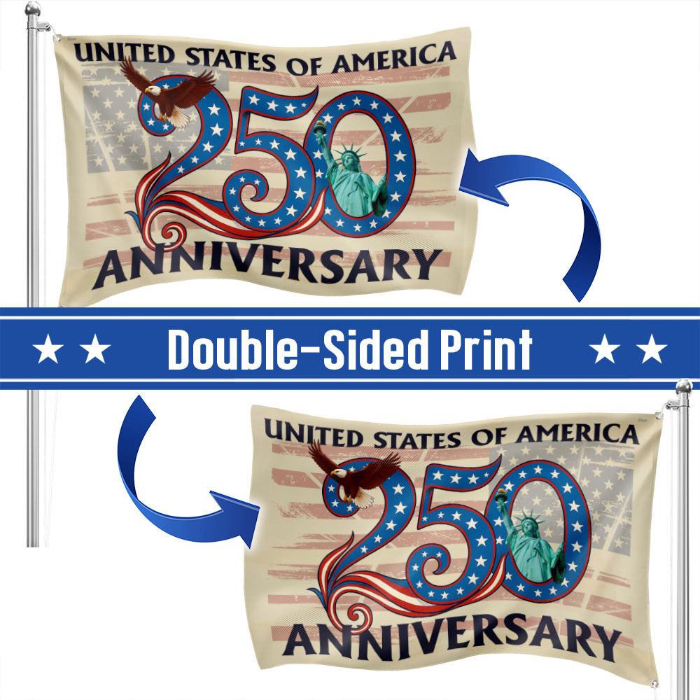 Patriotic 250th Anniversary Grommet Flag 1776 2026 United States of America Semiquincentennial