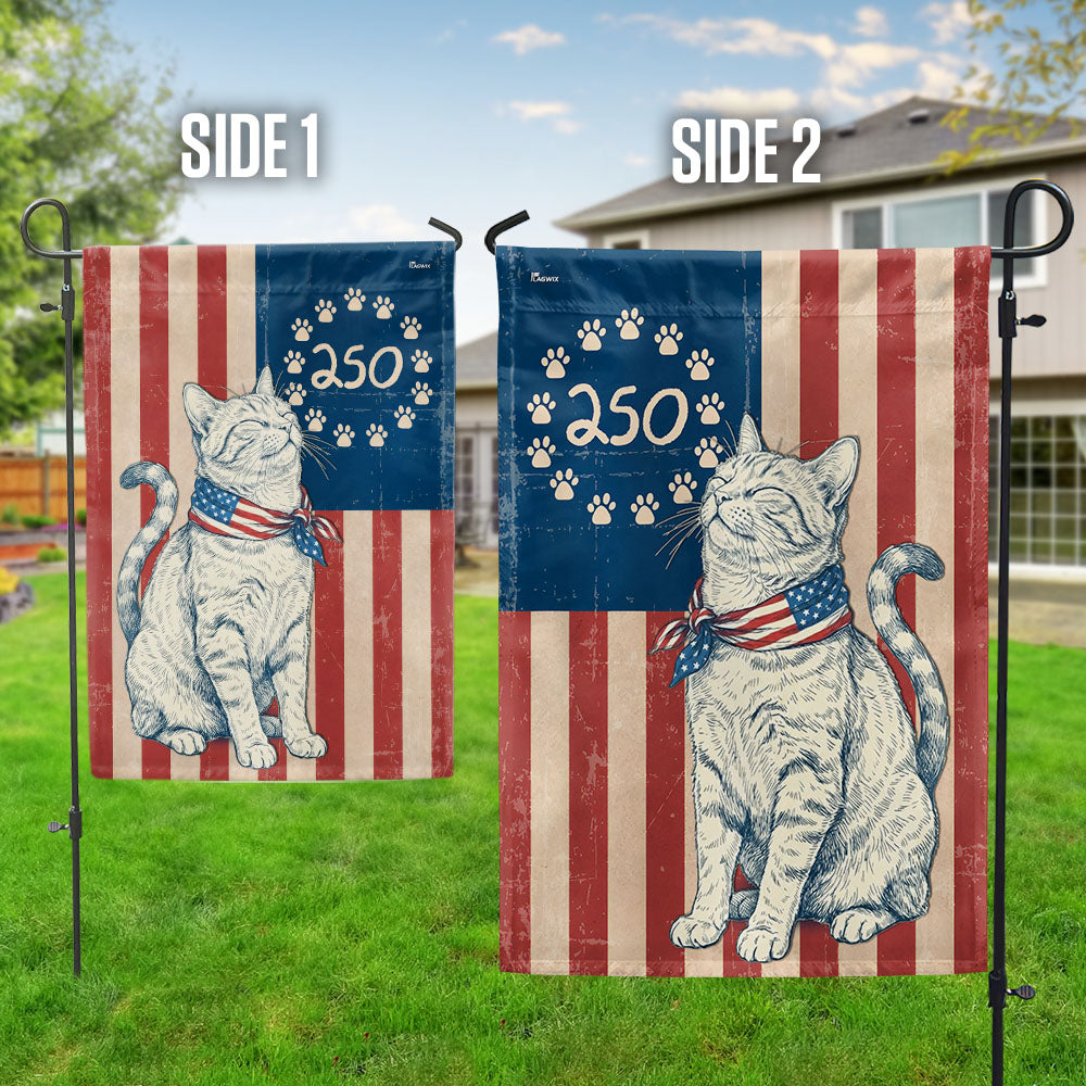 Flagwix Patriotic Cat Garden Flag - 250th Anniversary Paw Prints Betsy Ross Flag Decor