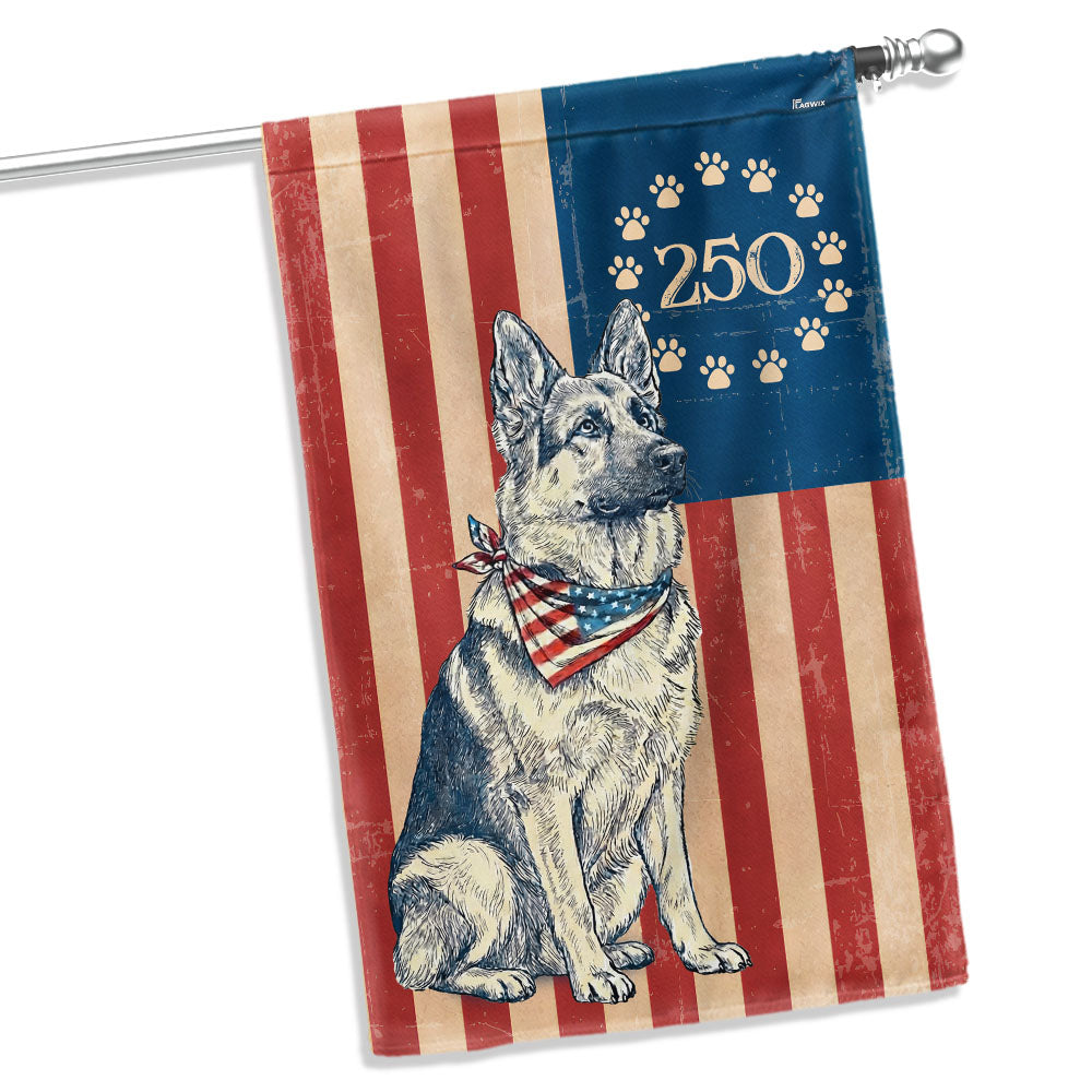 Flagwix Patriotic German Shepherd Garden Flag - 250th Anniversary Paw Prints Betsy Ross Flag Decor