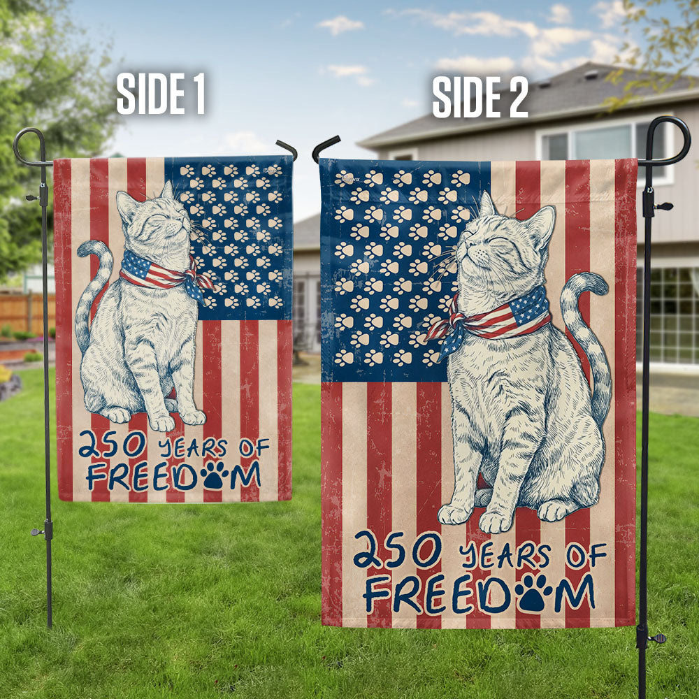 Flagwix Patriotic Cat Garden Flag - 250th Anniversary Paw Prints US Flag Decor