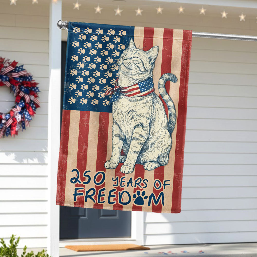Flagwix Patriotic Cat Garden Flag - 250th Anniversary Paw Prints US Flag Decor