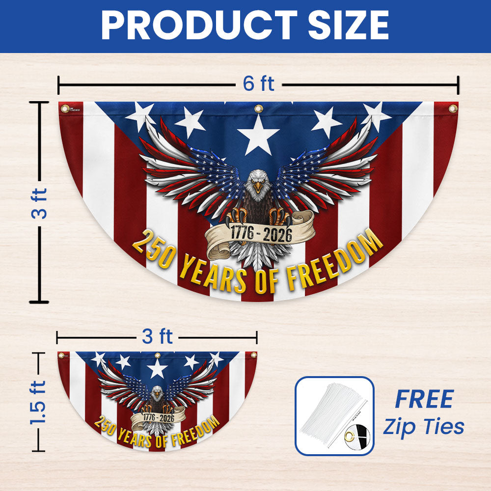 250 Years of Freedom Non-Pleated Fan Flag Patriotic Eagle Bunting