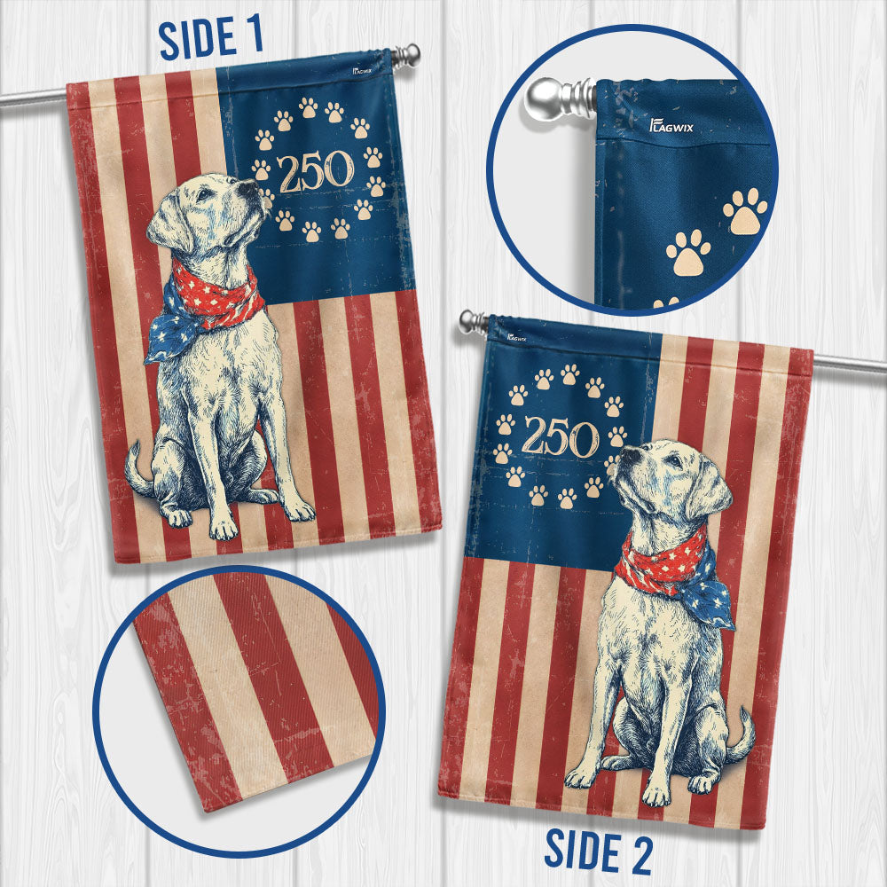 Flagwix Patriotic Labrador Retriever Garden Flag - 250th Anniversary Paw Prints Betsy Ross Flag Decor
