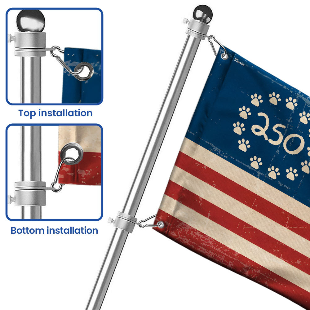 Flagwix Patriotic Cat Grommet Flag - 250th Anniversary Paw Prints Betsy Ross Flag Decor