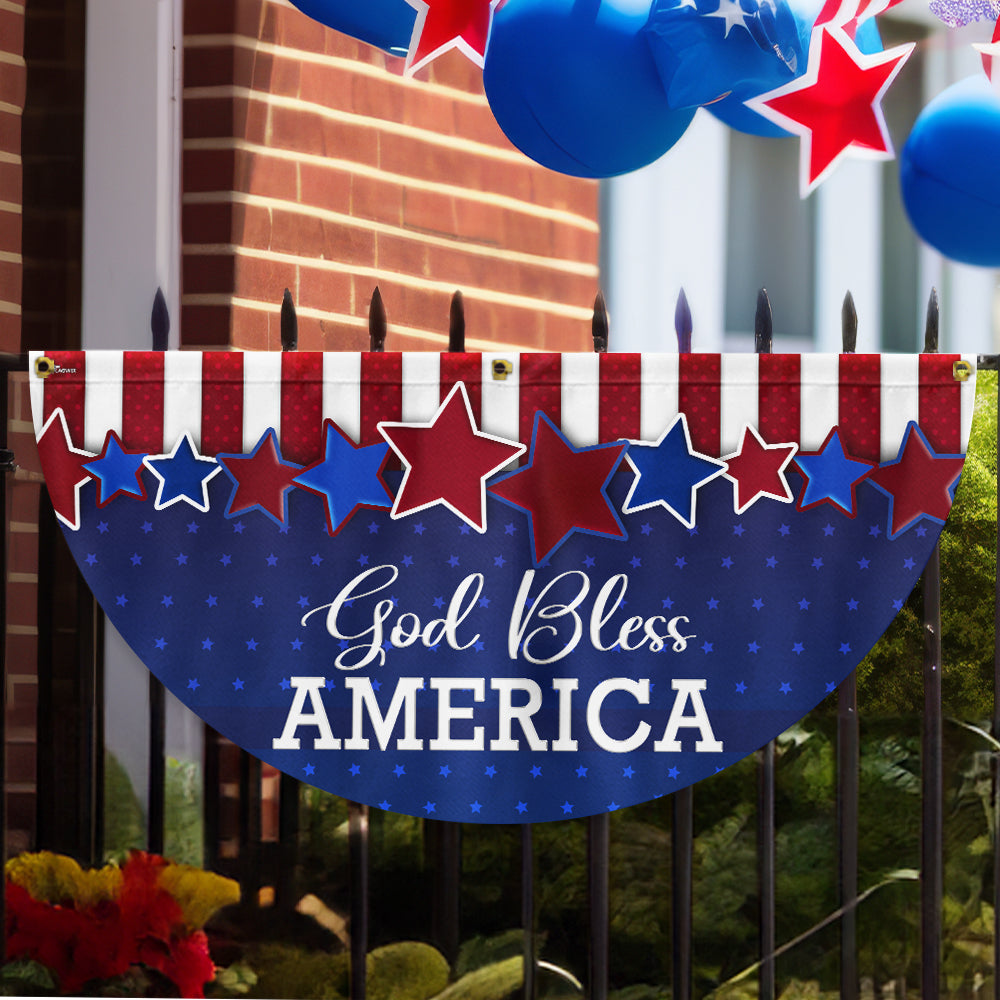 God Bless America Patriotic Non-Pleated Fan Flag