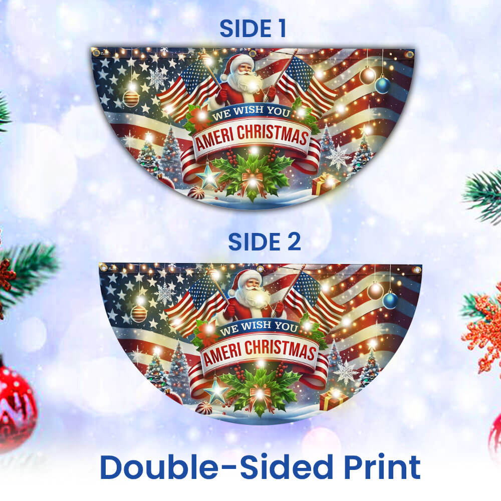 We Wish You Ameri Christmas Santa Claus American Solar Led Fan Flag