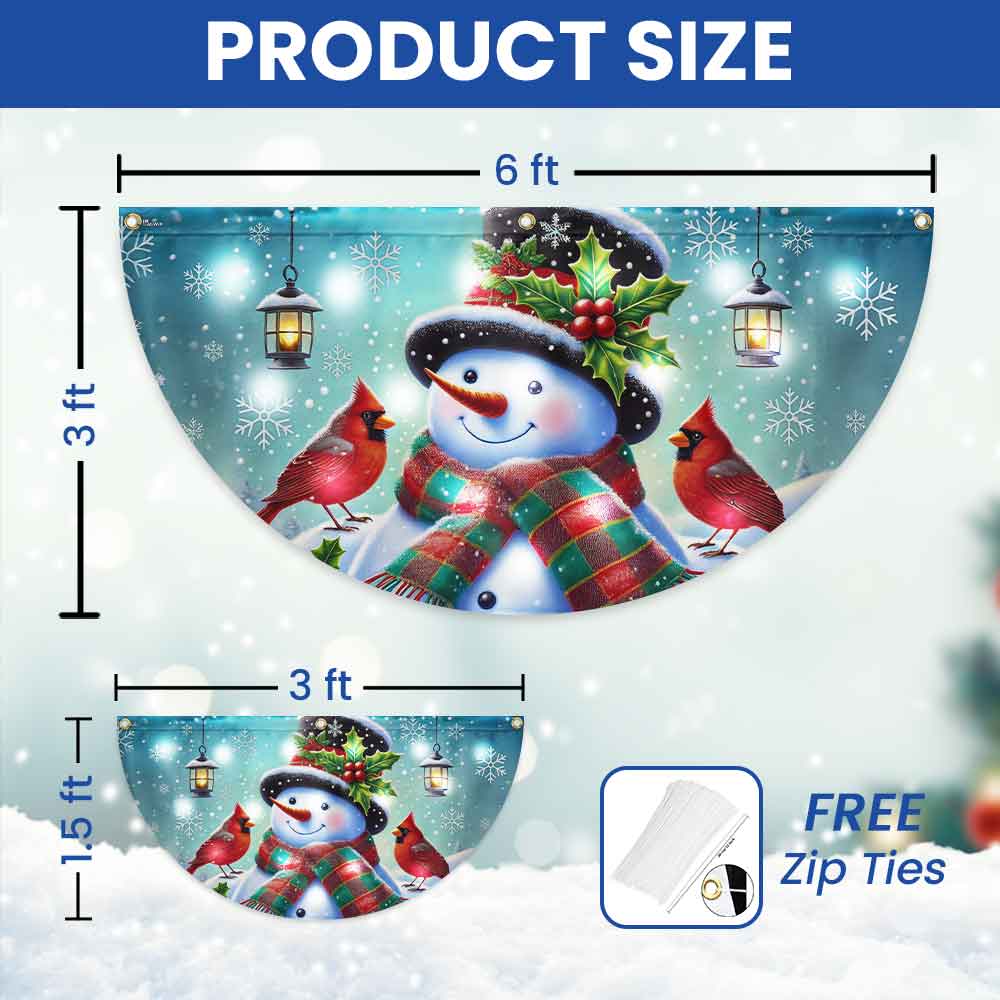 Snowman and Cardinal Christmas Solar Led Fan Flag