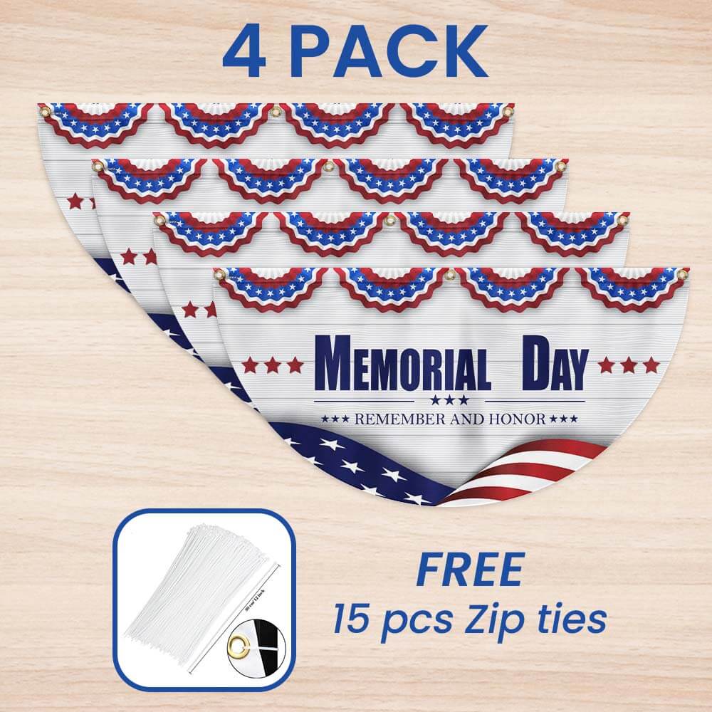 Memorial Day Remember and Honor Veteran Non-Pleated Fan Flag