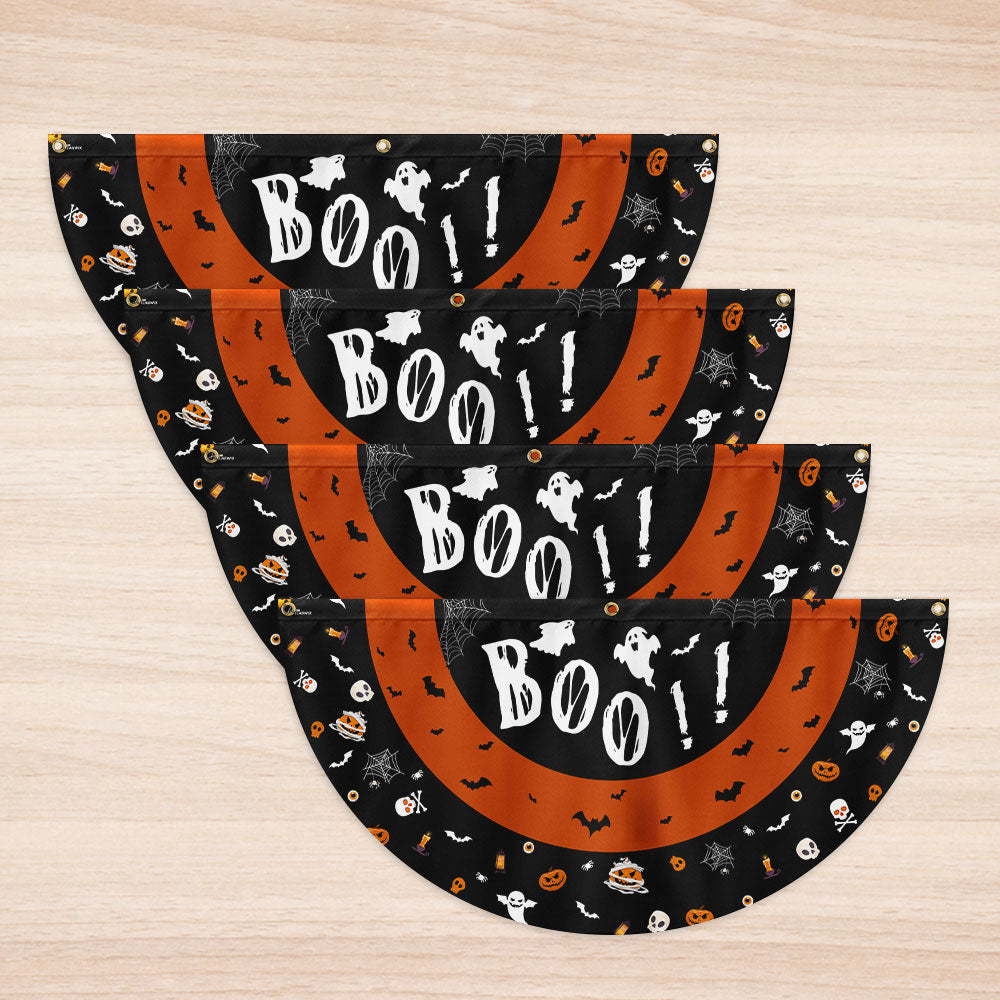 Happy Halloween Spooky Ghost Boo Non-Pleated Fan Flag