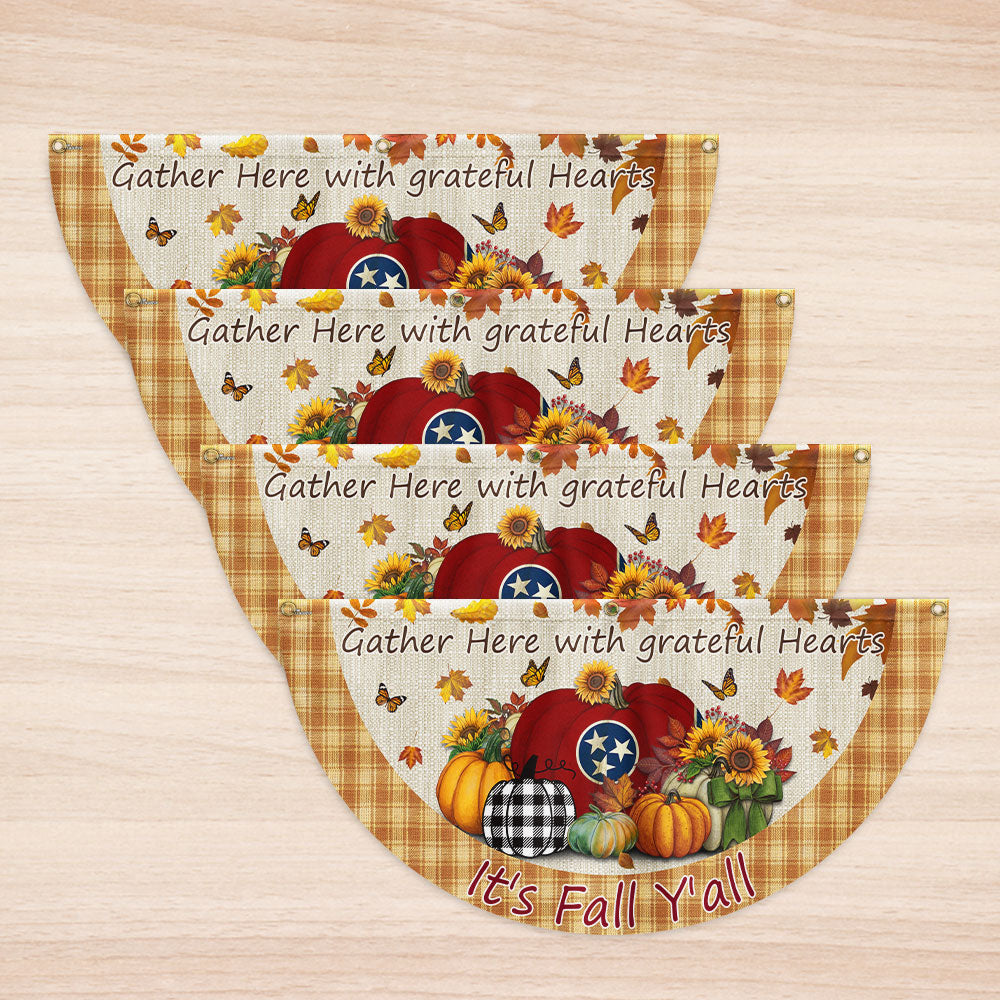 Fall Tennessee Flag It's Fall Y'all Halloween Pumpkin Thanksgiving Non-Pleated Fan Flag TPT2188FLv1
