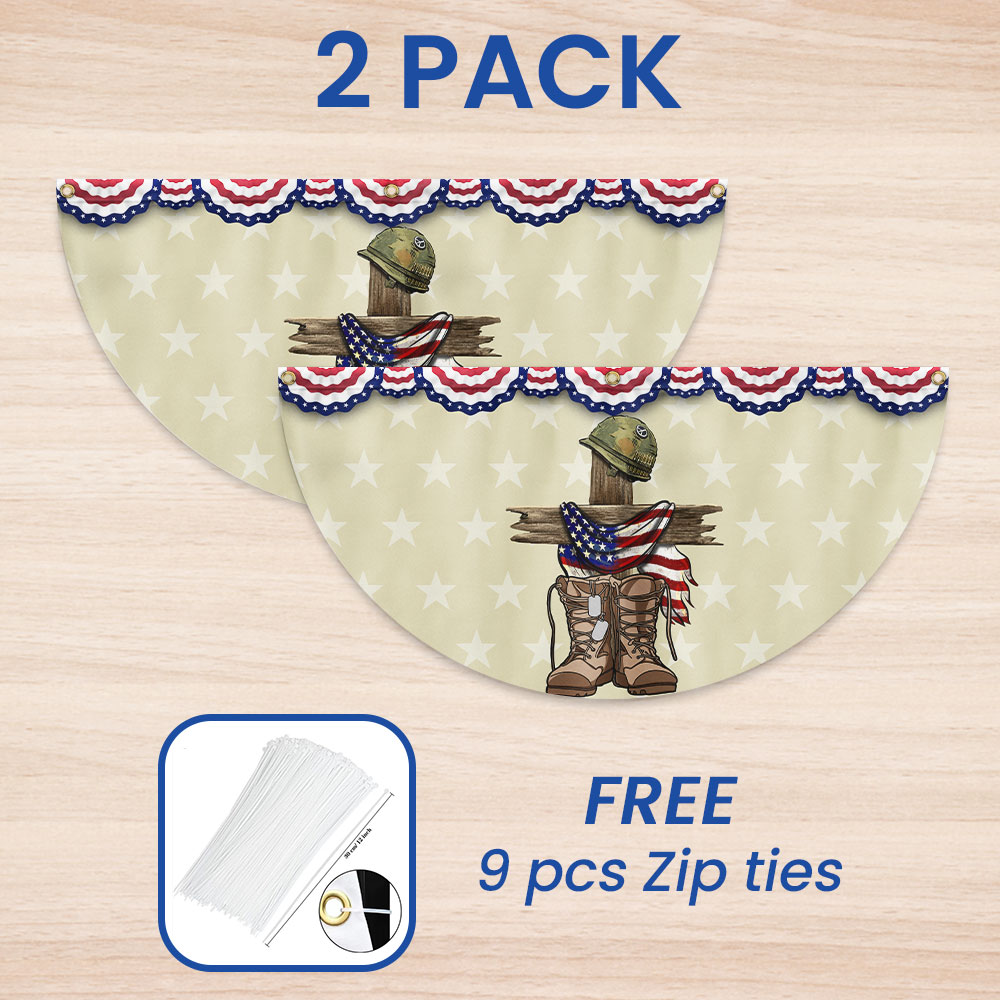 Memorial Day Veteran Patriotic Non-Pleated Fan Flag