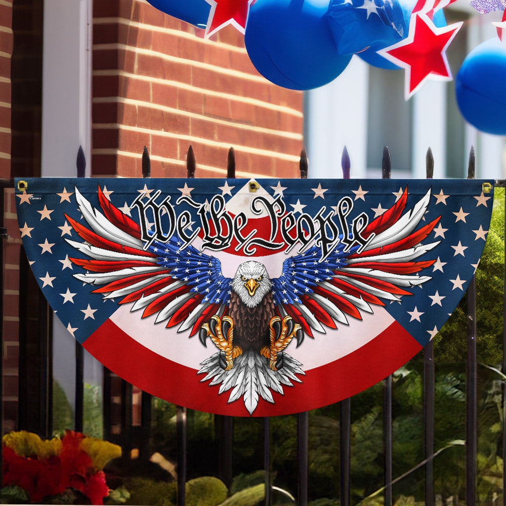 We The People Patriotic Eagle Non-Pleated Fan Flag