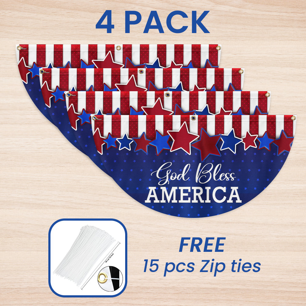 God Bless America Patriotic Non-Pleated Fan Flag