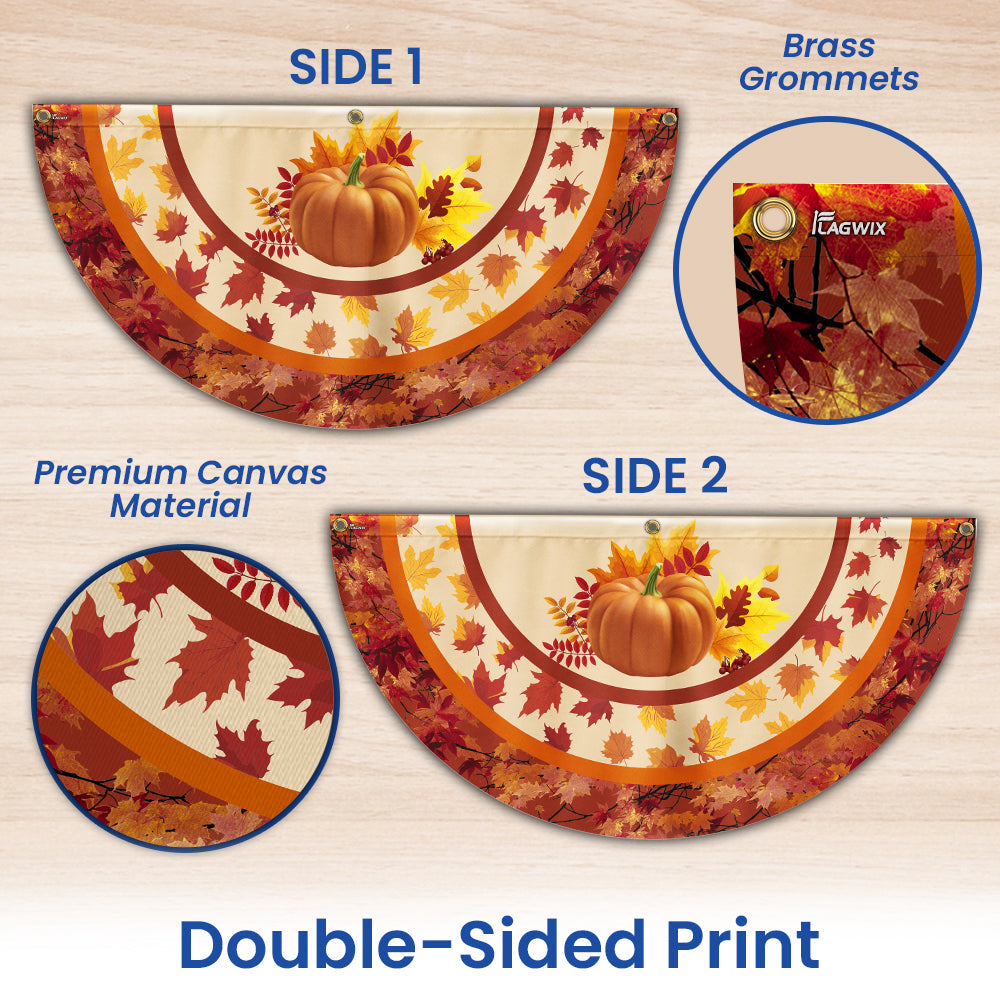 Fall Flag Pumpkin Thanksgiving Non-Pleated Fan Flag 3-Day Shipping