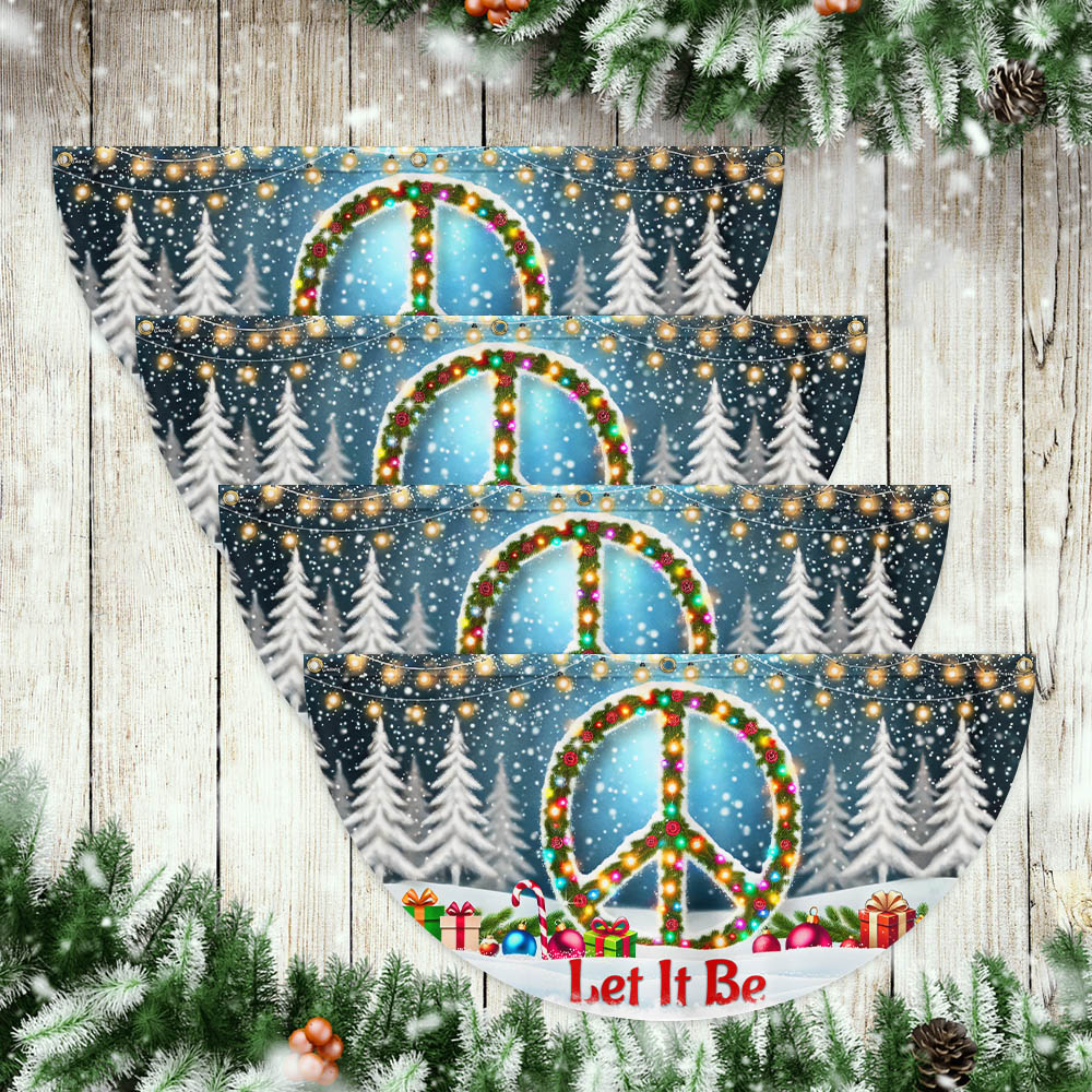 Hippie Christmas Let It be Non-Pleated Fan Flag