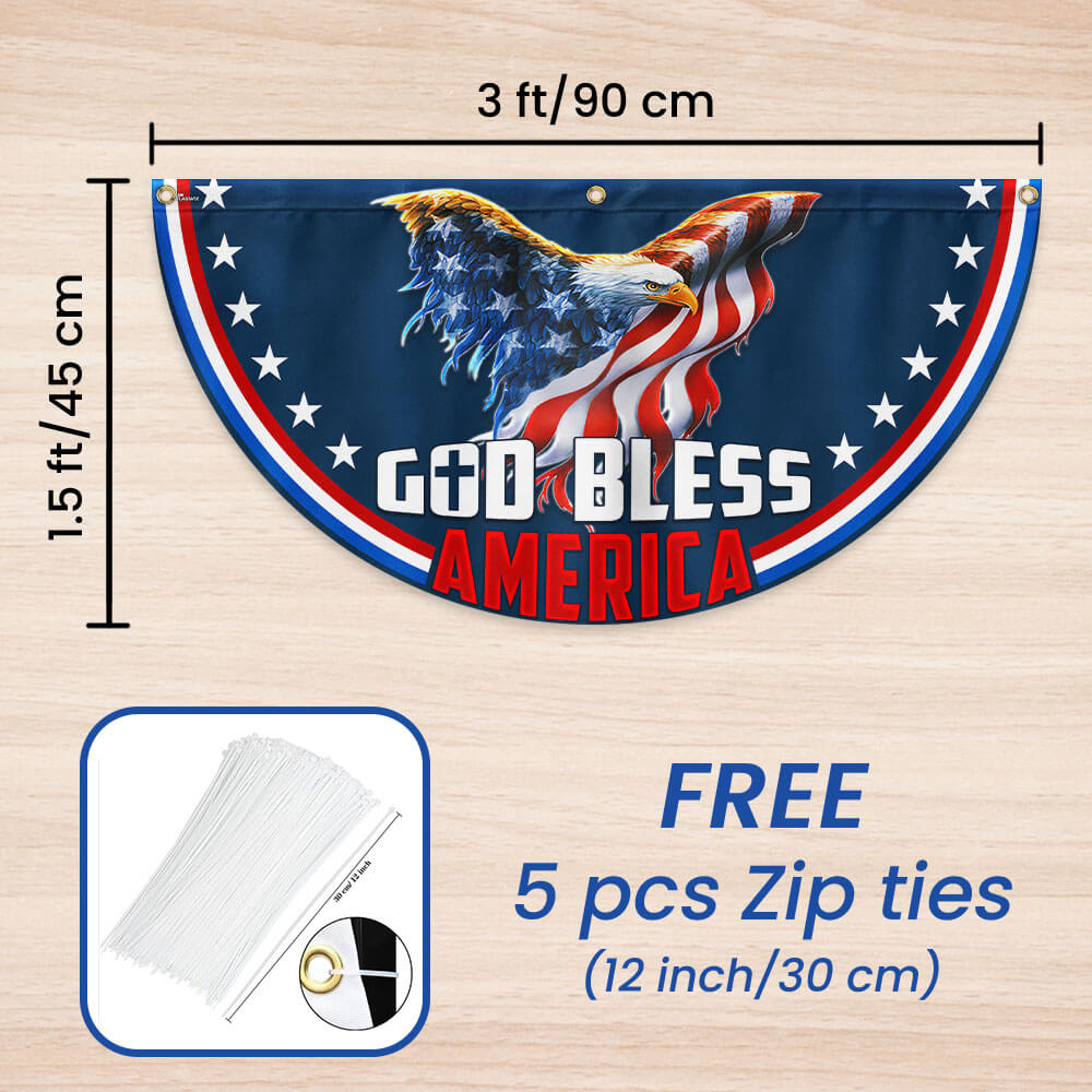 Flagwix American Flag - American Patriotic Eagle God Bless America Non-Pleated Fan Flag