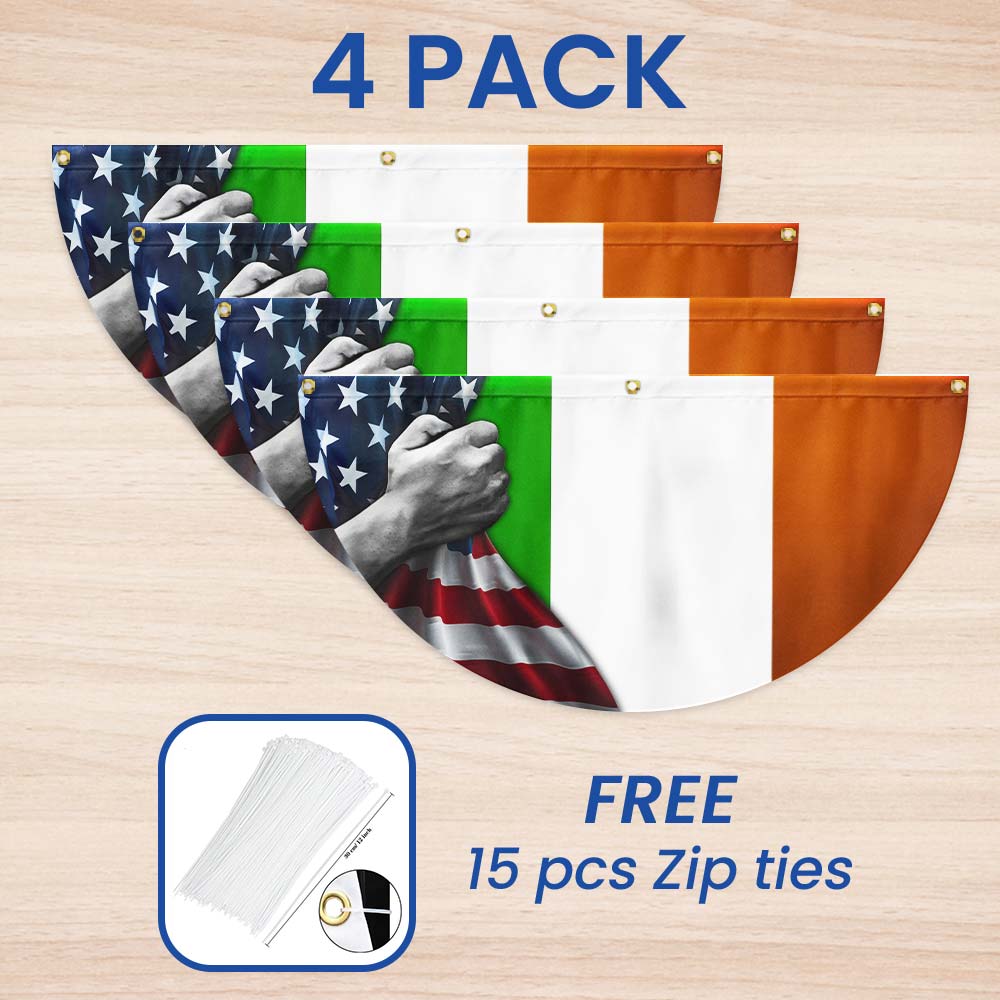 Irish American St Patrick's Day Non-Pleated Fan Flag