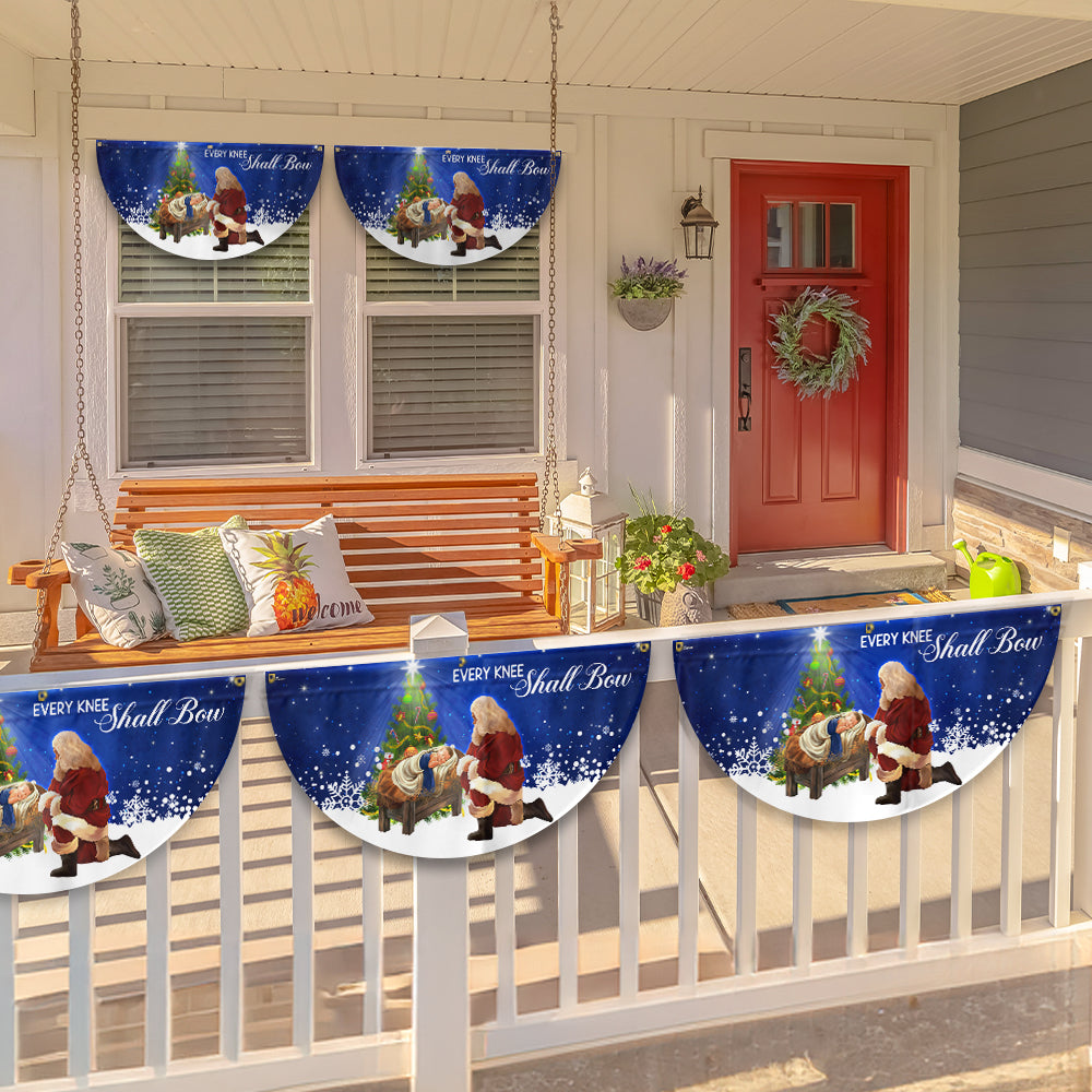 Santa Claus Christmas Baby Jesus Every Knee Shall Bow Non-Pleated Fan Flag