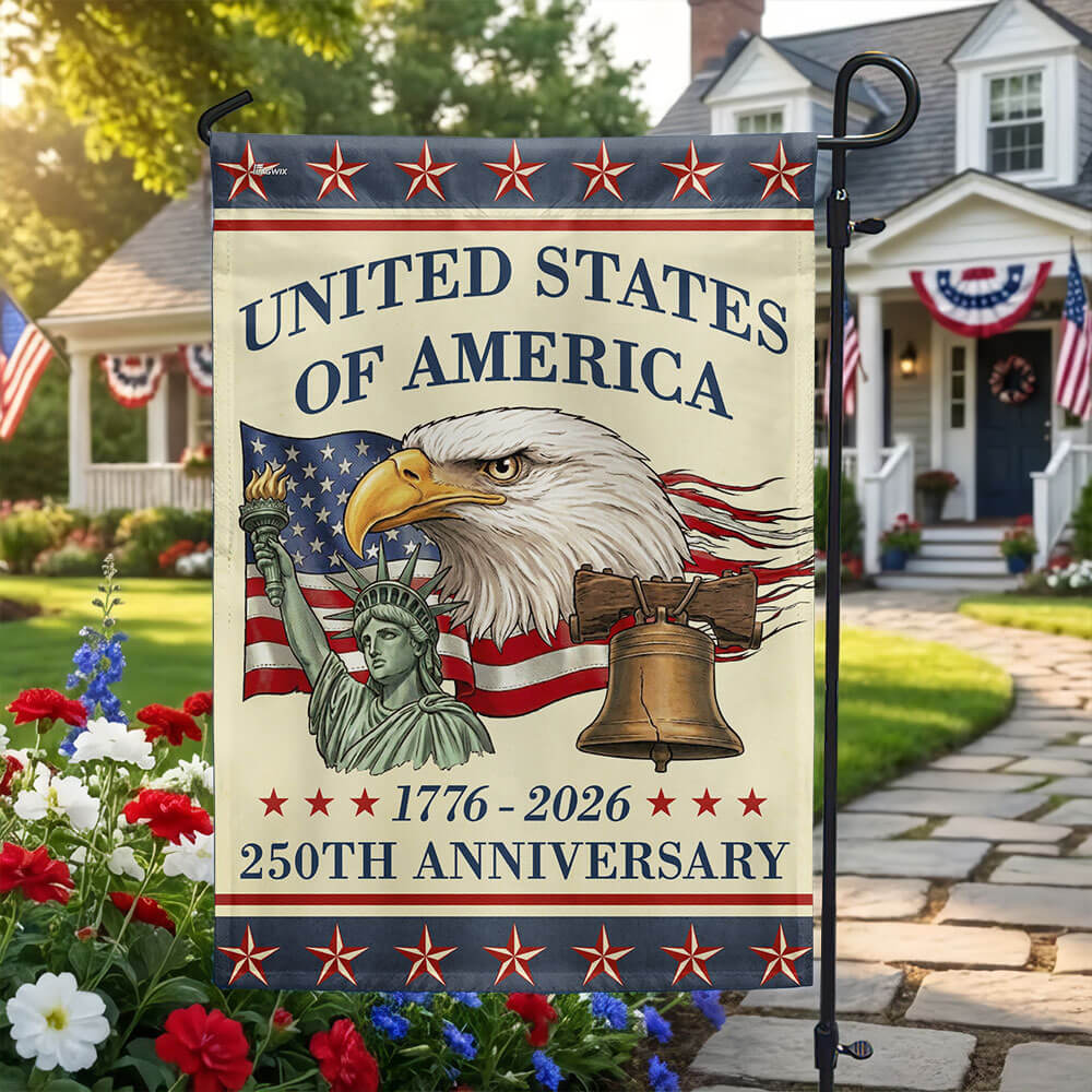 Vintage Americana Patriotic United States 250th Anniversary Flag