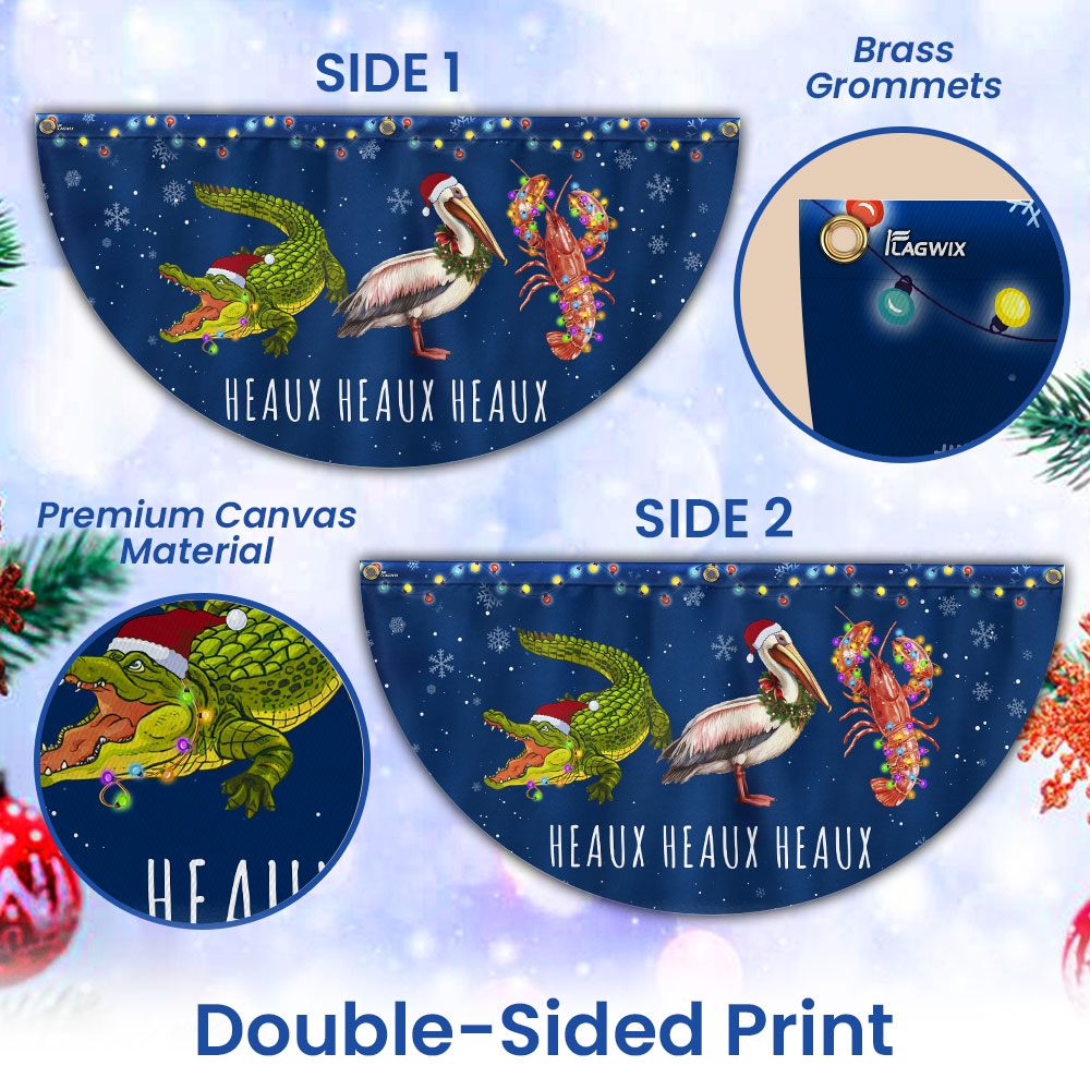 Louisiana Merry Christmas Joyeux Noël Y’all Alligator Pelican Crawfish Non-Pleated Fan Flag 3-Day Shipping