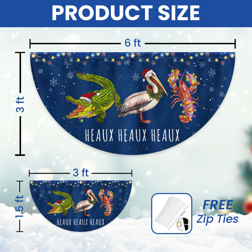 Louisiana Merry Christmas Joyeux Noël Y’all Alligator Pelican Crawfish Non-Pleated Fan Flag 3-Day Shipping