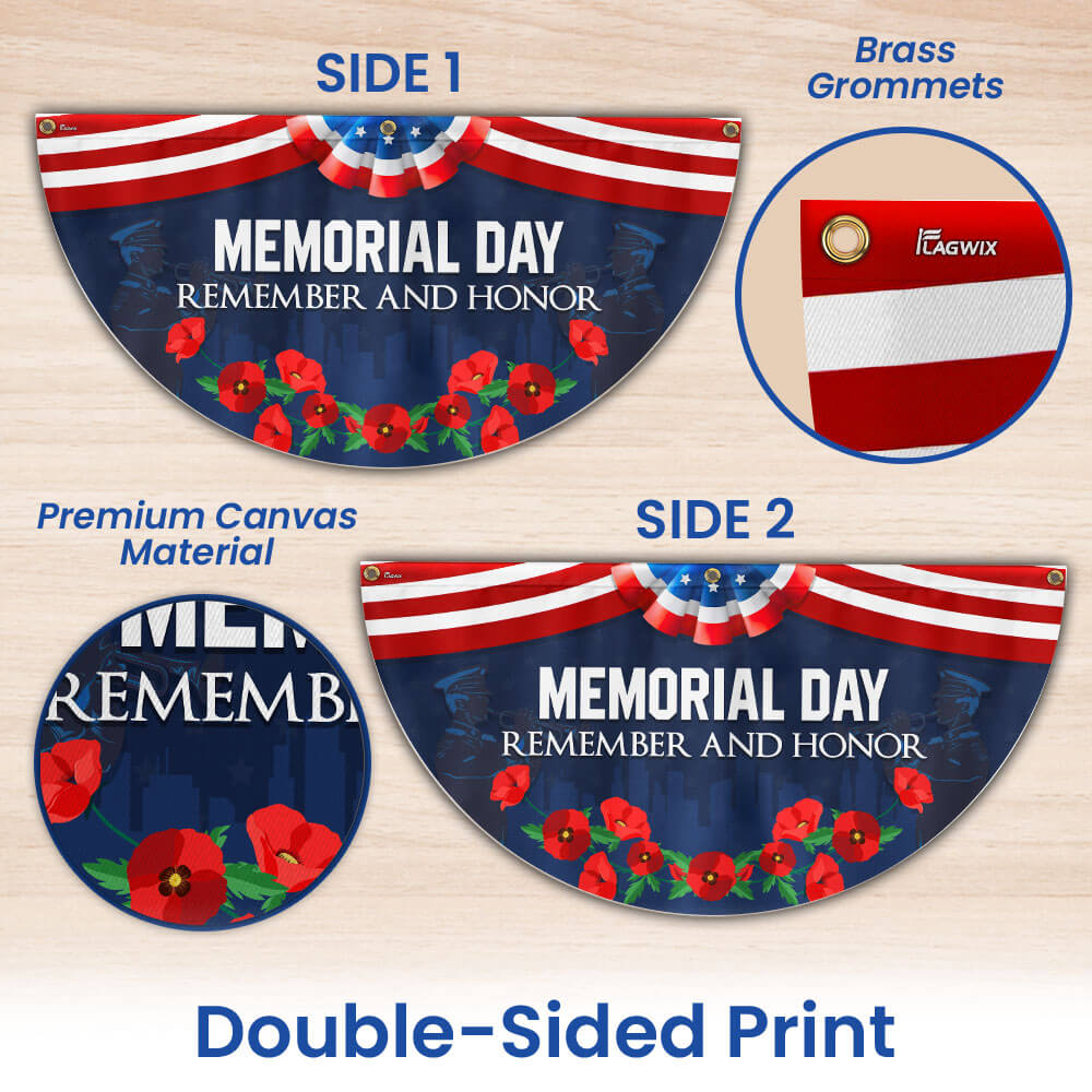 Memorial Day Flag Remember And Honor Non-Pleated Fan Flag