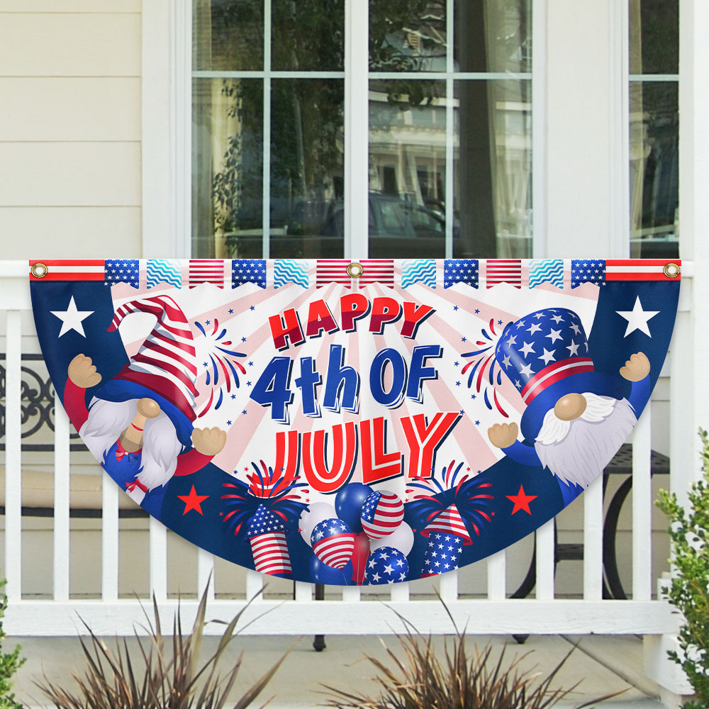 American Flag - Happy 4th Of july Independence Day Gnomes Non-Pleated Fan Flag