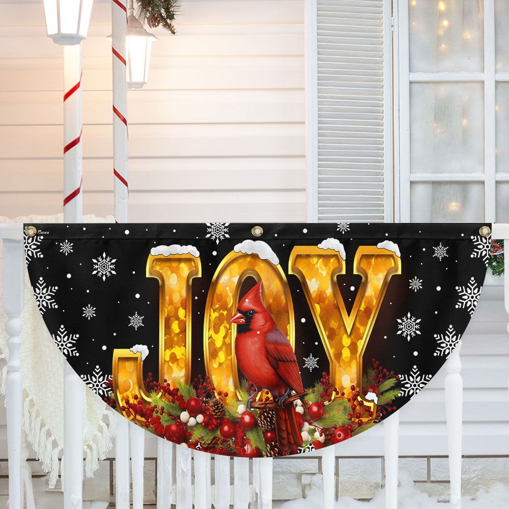 Cardinal Christmas Joy To The World Non-Pleated Fan Flag 3-Day Shipping