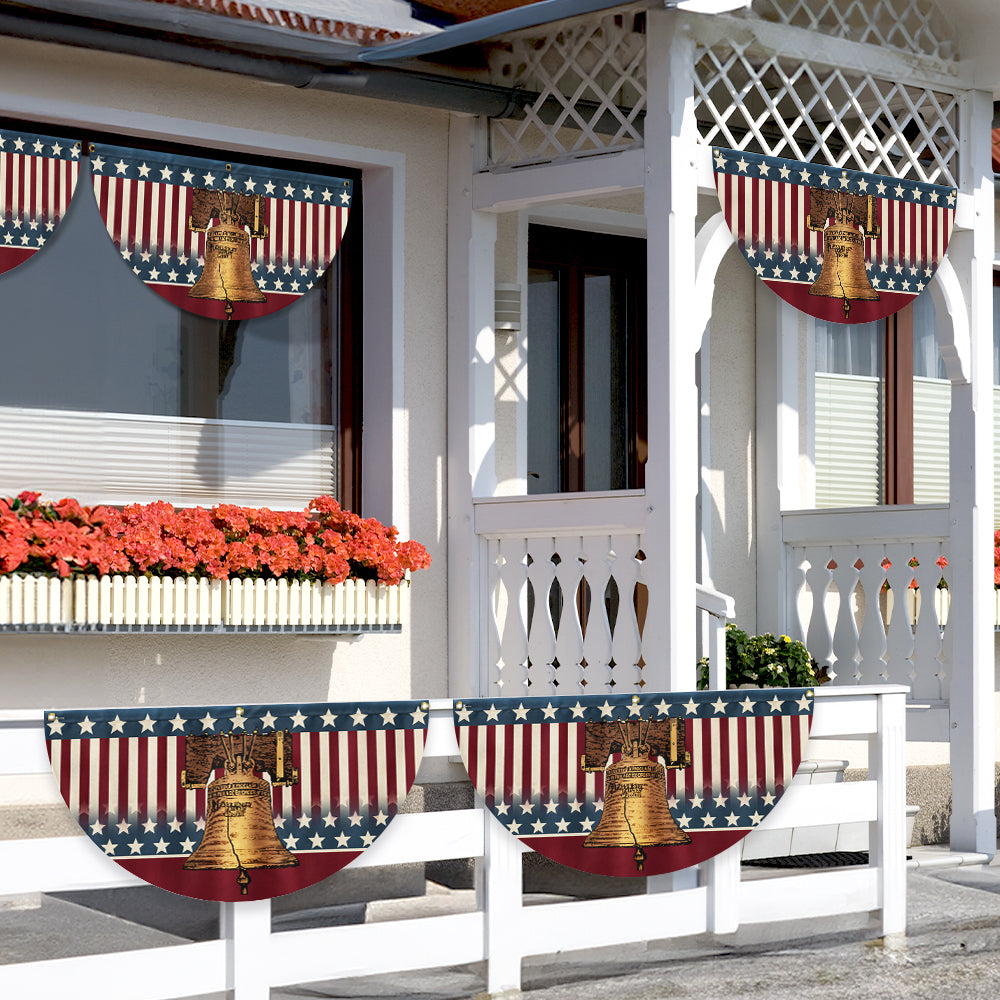 Flagwix American Flag - Liberty Bell 4th of july America Forever Patriotic Non-Pleated Fan Flag